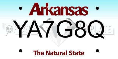 YA7G8Q Arkansas License Plate