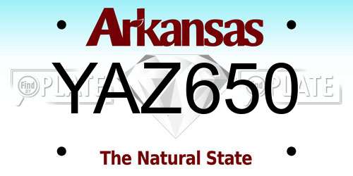 YAZ650 Arkansas License Plate