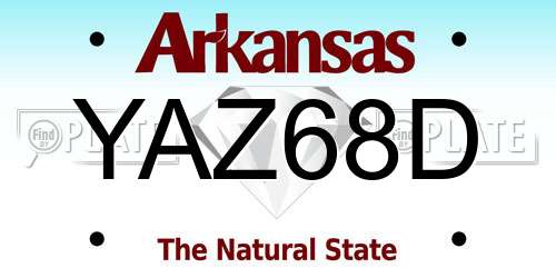 YAZ68D Arkansas License Plate