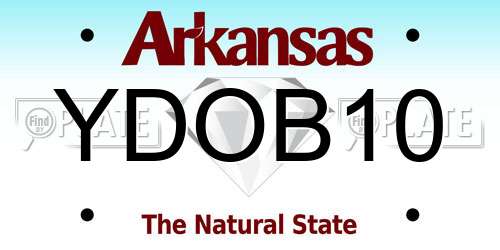 YDOB10 Arkansas License Plate