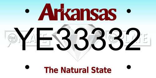 YE33332 Arkansas License Plate