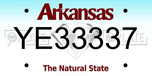 YE33337 Arkansas License Plate