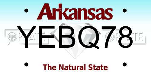 YEBQ78 Arkansas License Plate