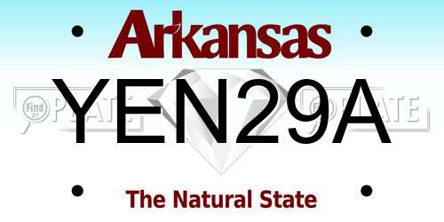 YEN29A Arkansas License Plate