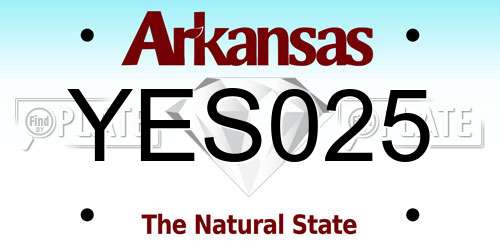 YES025 Arkansas License Plate