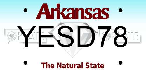 YESD78 Arkansas License Plate