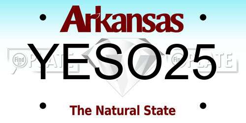 YESO25 Arkansas License Plate