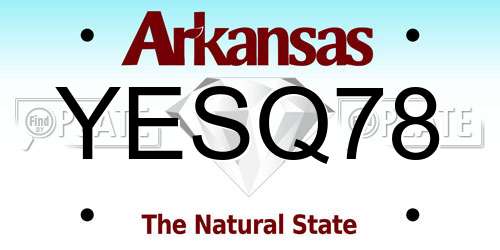 YESQ78 Arkansas License Plate