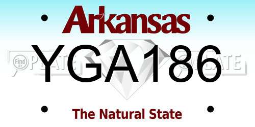 YGA186 Arkansas License Plate