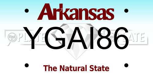 YGAI86 Arkansas License Plate