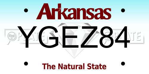 YGEZ84 Arkansas License Plate