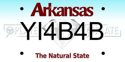 YI4B4B Arkansas License Plate
