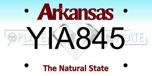 YIA845 Arkansas License Plate