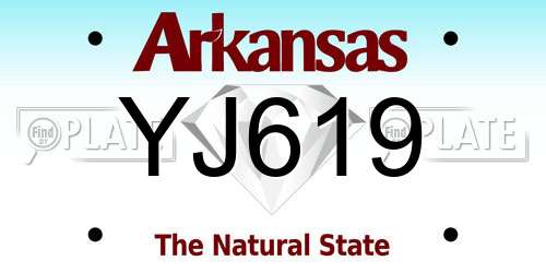 YJ619 Arkansas License Plate