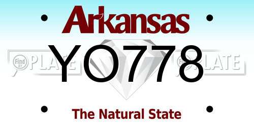 YO778 Arkansas License Plate