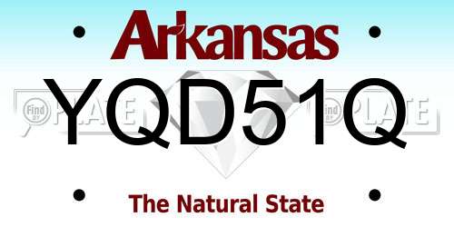 YQD51Q Arkansas License Plate