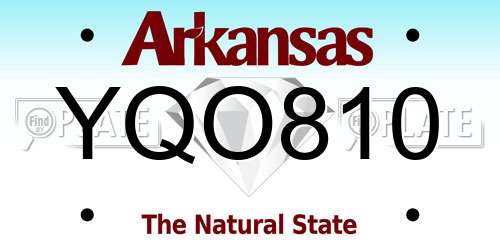 YQO810 Arkansas License Plate