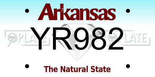 YR982 Arkansas License Plate