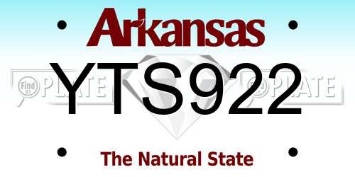 YTS922 Arkansas License Plate
