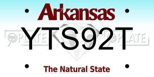 YTS92T Arkansas License Plate