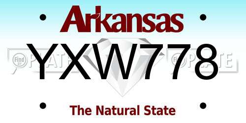 YXW778 Arkansas License Plate