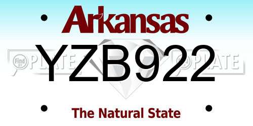 YZB922 Arkansas License Plate