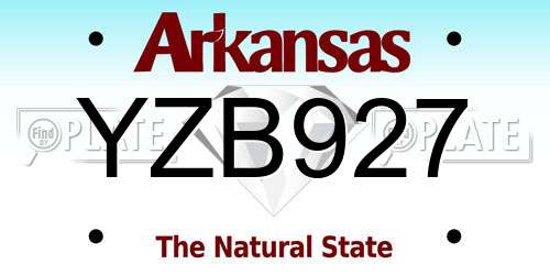 YZB927 Arkansas License Plate