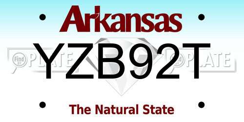 YZB92T Arkansas License Plate