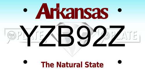 YZB92Z Arkansas License Plate