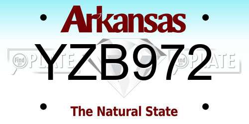 YZB972 Arkansas License Plate