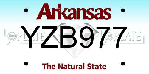 YZB977 Arkansas License Plate