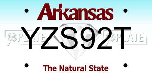 YZS92T Arkansas License Plate
