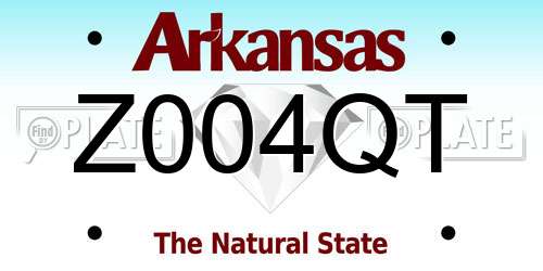 Z004QT Arkansas License Plate