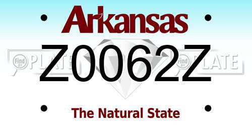 Z0062Z Arkansas License Plate