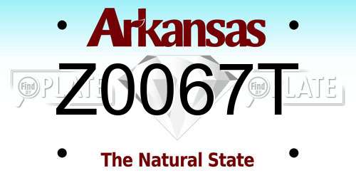 Z0067T Arkansas License Plate