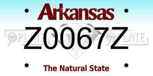 Z0067Z Arkansas License Plate