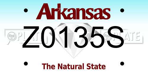 Z0135S Arkansas License Plate