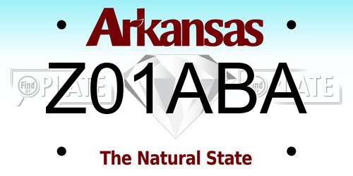 Z01ABA Arkansas License Plate
