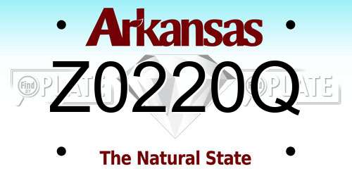 Z0220Q Arkansas License Plate