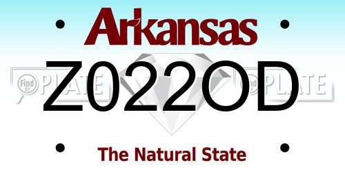 Z022OD Arkansas License Plate