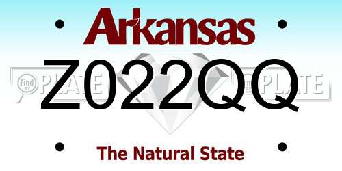 Z022QQ Arkansas License Plate