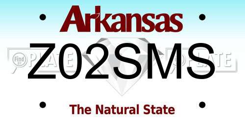 Z02SMS Arkansas License Plate