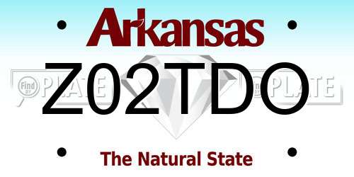 Z02TDO Arkansas License Plate