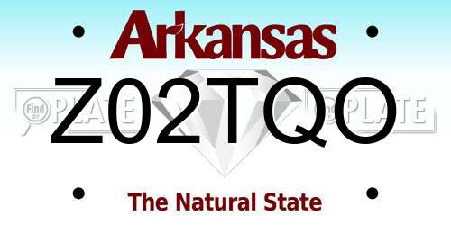 Z02TQO Arkansas License Plate