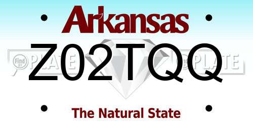 Z02TQQ Arkansas License Plate