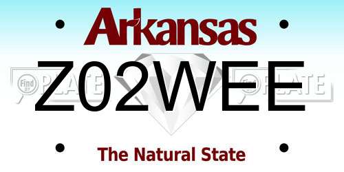 Z02WEE Arkansas License Plate
