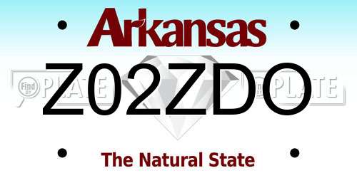 Z02ZDO Arkansas License Plate