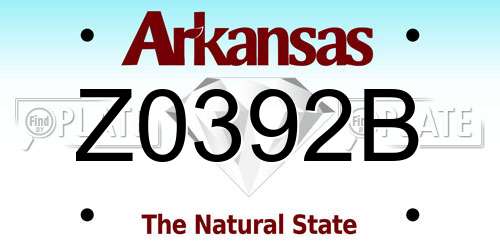 Z0392B Arkansas License Plate
