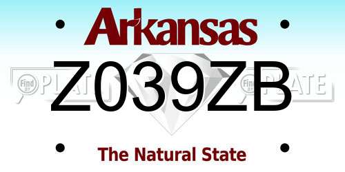 Z039ZB Arkansas License Plate