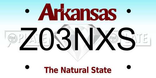 Z03NXS Arkansas License Plate